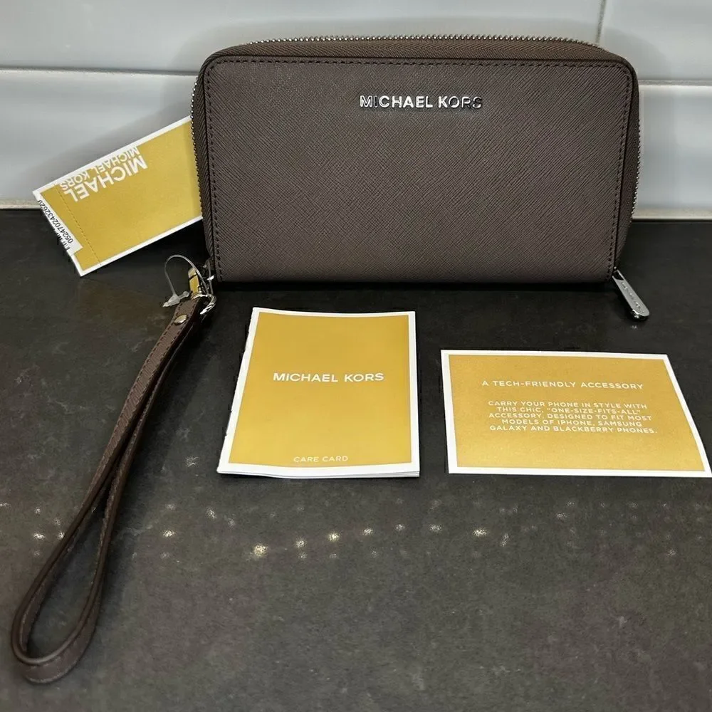 MICHAEL MICHAEL KORS Jet Set Travel Cinder 'Brown' Continental Wallet-NWT